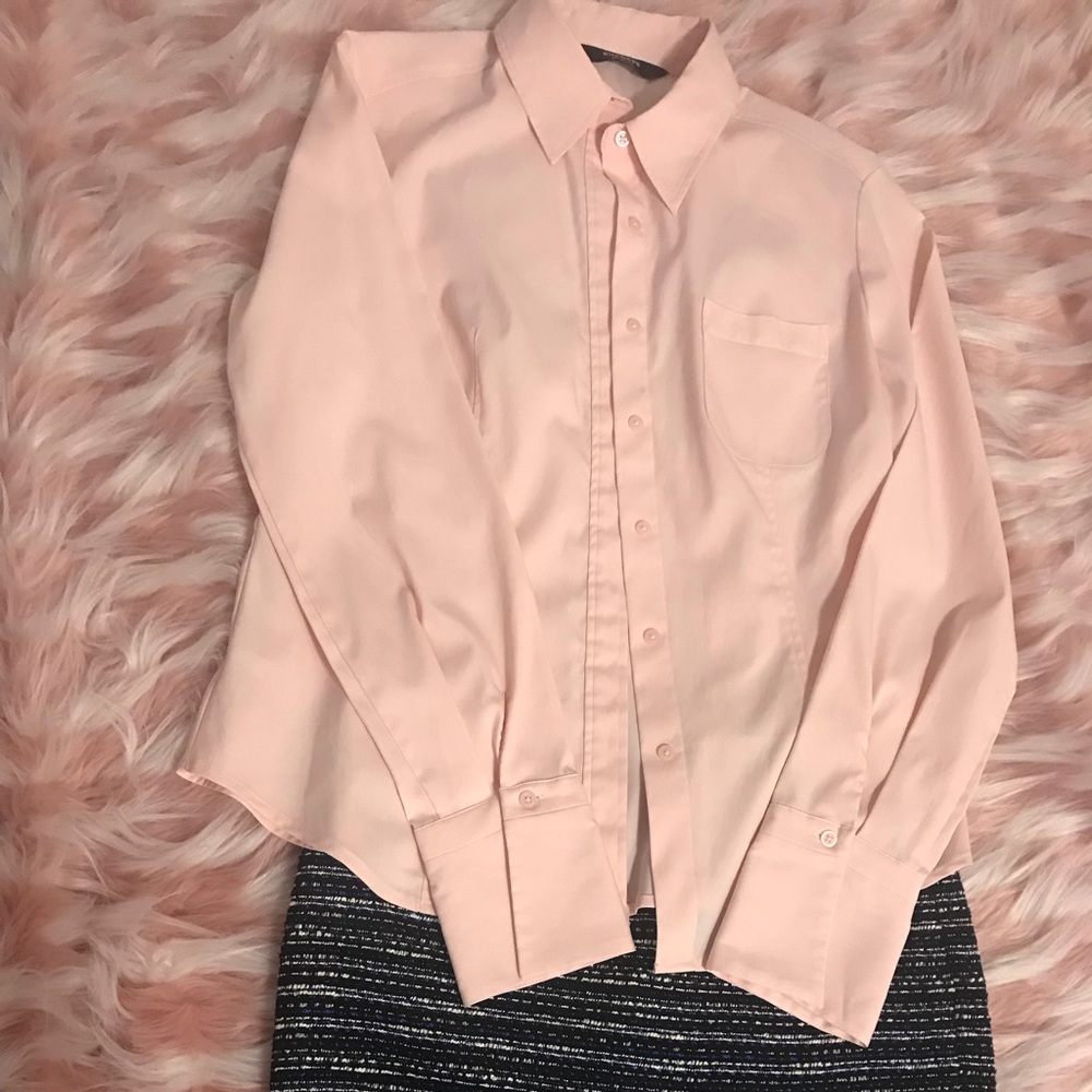 Express Stretch Button Down Shirt Light Pink - image 1